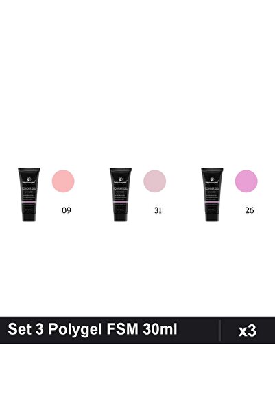 FSM Set 3 Polygel 30ml - Nr.09, Nr.31, Nr.26 - Constructie Unghii