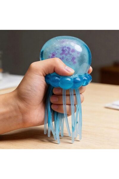 ePandamel Jucarie Squishy Dumpling in Forma de Meduza, Model Jelly Translucid, Antistres Senzoriala