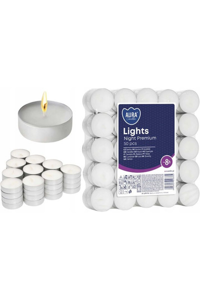 aura candles Lumanari parfumate Aura, Alb, 3.9x2.1 cm, 8h, set 50 bucati