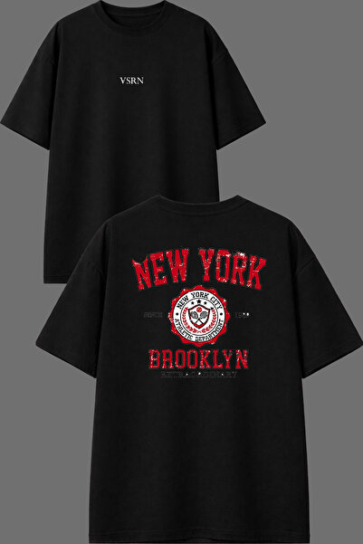 VSRN Μπλουζάκι New York Design με στάμπα μπροστά και πίσω, μαύρο, oversized
