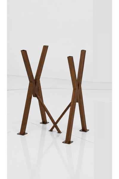 BafArt Cross Metal Table Leg 72cm Walnut