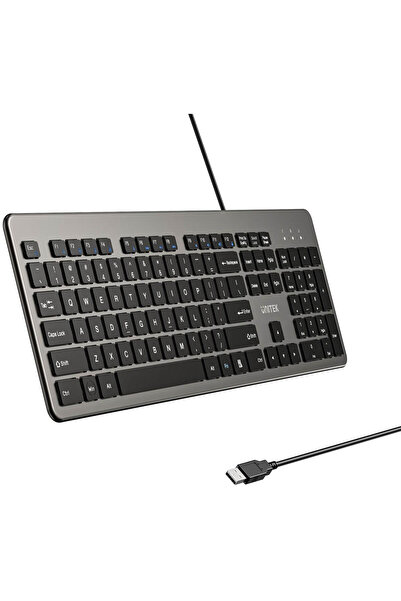 Unitek Klawiatura przewodowa SlimTap USB-A, szara