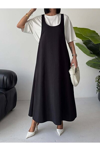 VESS MODA T-shirt detailed strap long dress