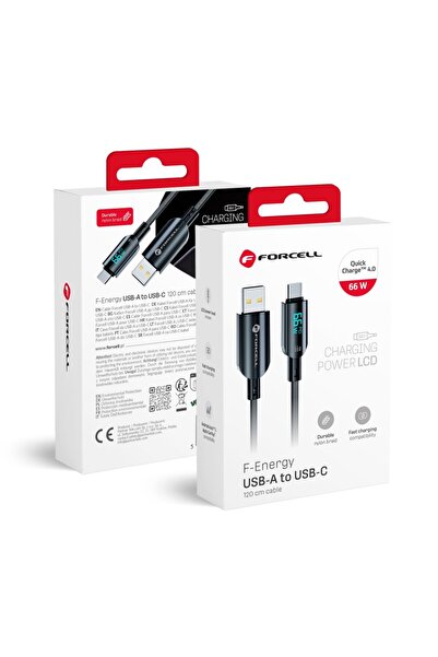 Forcell Cablu USB USB-A - USB-C 1.2 m Negru