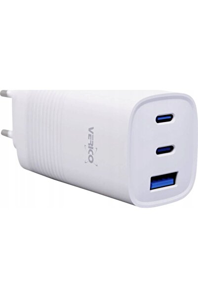 Verico Încărcător MOJO GaN 65W PD, cu 3 porturi (USB-A și USB-C), alb, versiu...
