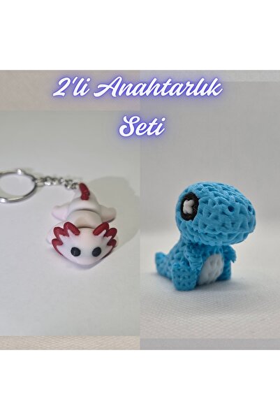 3DAtölyeMaker Light Pink Flexible Axolotl and Light Blue Knitted Pattern Movi...