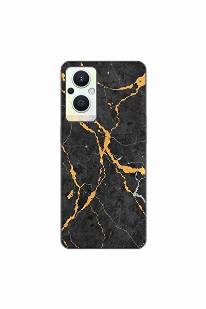 OEM Case compatible with Oppo Reno7 Lite Silicone Gel Tpu Model Noir Gold Marble