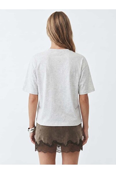 Coredra New Yorker Boxed Fit Women's T-Shirt Gray Melange - C590