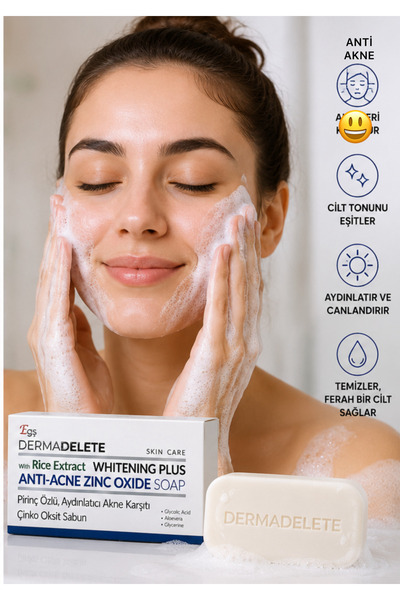 Egş DERMA delete PİRİNÇ ÖZLÜ ANTİ ACNE ÇİNKO OKSİT SABUN aydınlatıcı akne kar...