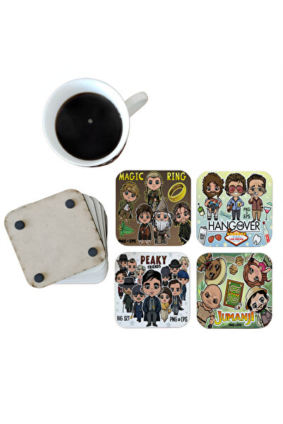 Ghostbastır Popular Movie Series Decorative Wooden Coasters Set 065