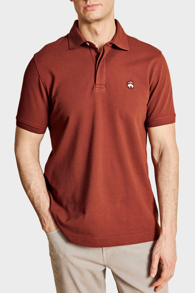 BROOKS BROTHERS Мъжка памучна тениска с поло яка, стандартна кройка, с копчет...