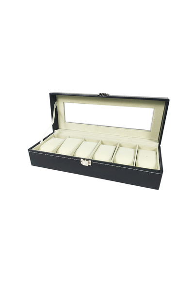 choice2 6 slots 12-Slot Watch Box with Clear Window - Gray PU Leather Display...