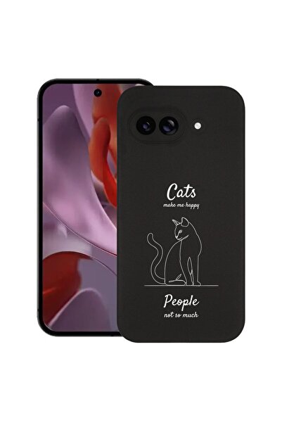 bestcase Тънък силиконов калъф за Google Pixel 9a, Котките ме правят щастлив,...