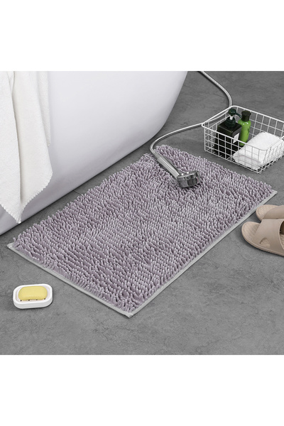 Choice 400MMx600MM light gray Chenille bath mat rectangular bath blanket fluf...