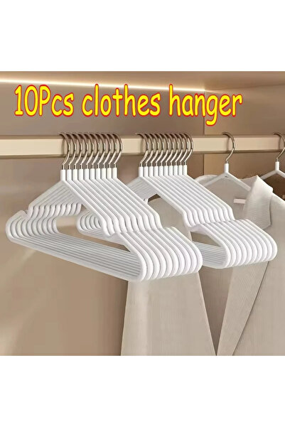 choice2 10pcs white 10pcs Metal Clothes Hangers Traceless No-Slip Durable Str...