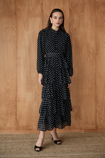 Melike Tatar Layered Polka Dot Dress 32-2881