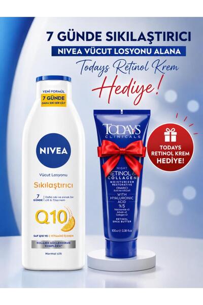 NIVEA Vücut Losyonu Q10 Sıkılaştırıcı 250 ml + Today's Clinicals Retinol Krem...