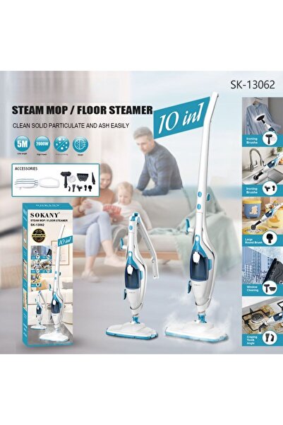 SOKANY 10-in-1 Steam Mop Foldable Wand Swivel Steering Removable Water Tank C...