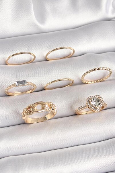 NB STEELORA Minimal Gold Multiple Ring Set 6-Piece Combination