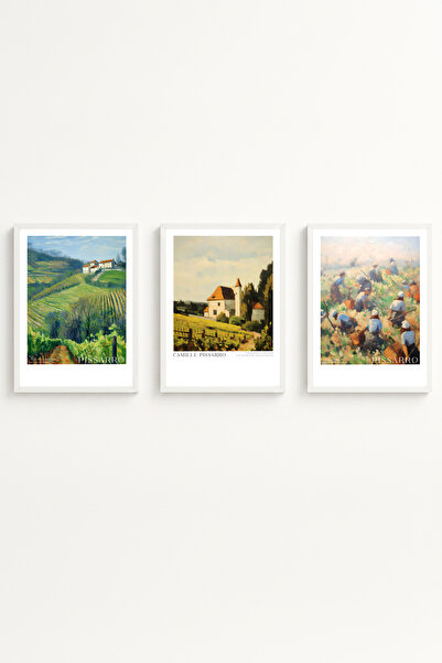 huhuli Set de picturi Camille Pissarro cu ramă din lemn alb Huhu551