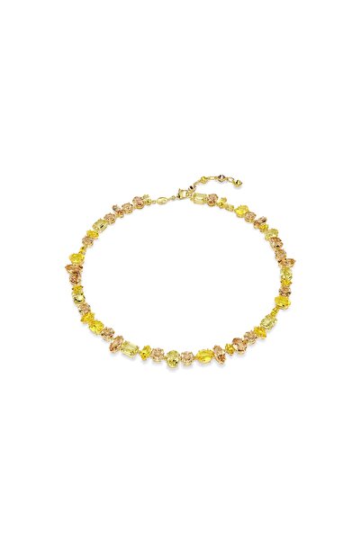 Swarovski Gema Kolye, Karışık kesimler, Sarı, 18k altın rengi yüzey