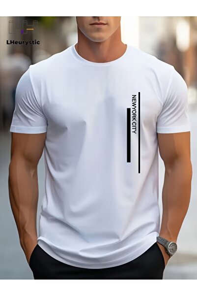 PAVRO Unisex Άνετο T-shirt με μικτό σχέδιο και στάμπα