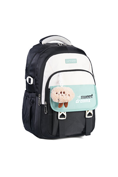 nacar çarşı Relaxion 2462 Children's Black Plush Functional School Bag with K...