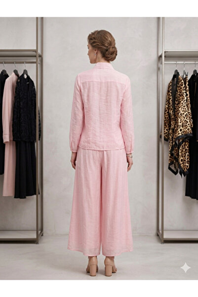 Modanur butik Erçin moda pembe pantolonlu buluz