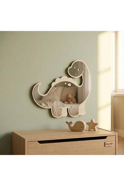 NOOT Montessori Mirror for Children's Room, Dinosaur Shape, Made of Wood and ...