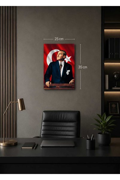 ünalgrup Türk Bayraklı Mustafa Kemal Atatürk 25x35 cm Dekota Levha Kolay Montaj İkaz Tabelası