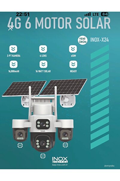 Sovdex İnox X24 3 MOTORLU 4 KAMERALI ESİM 4G SOLAR KAMERA