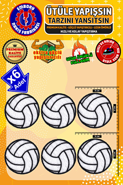 Embory Iron-On Embroidered Patch, Volleyball Ball (6 Pcs) Iron-On Embroidery ...