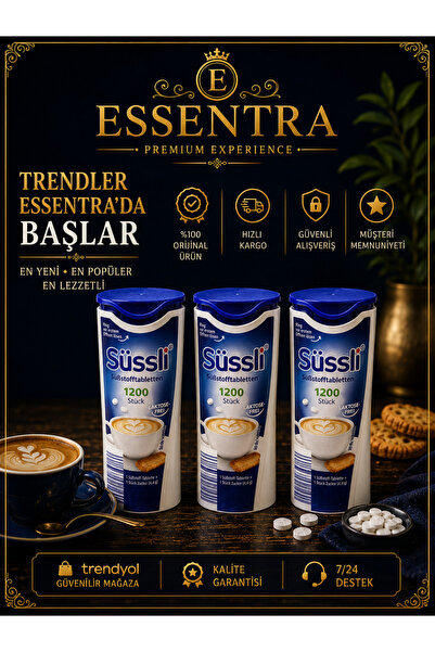 Essentra Home Süssli Süßstofftabletten 1200 Stück 3’lü Tatlandırıcı Tablet Şe...
