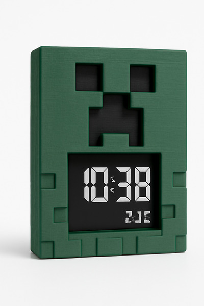 GAME SHOT Minecraft Piksel Creeper Alarm Saat Tutucu Masa 3D Baskı