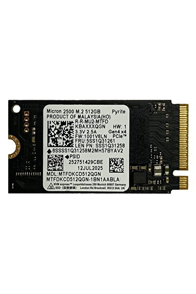Micron 2500 MTFDKCD512QGN 512GB 4200/2000MB/S GEN4X4 M.2 22X42 SSD (KUTUSUZ)