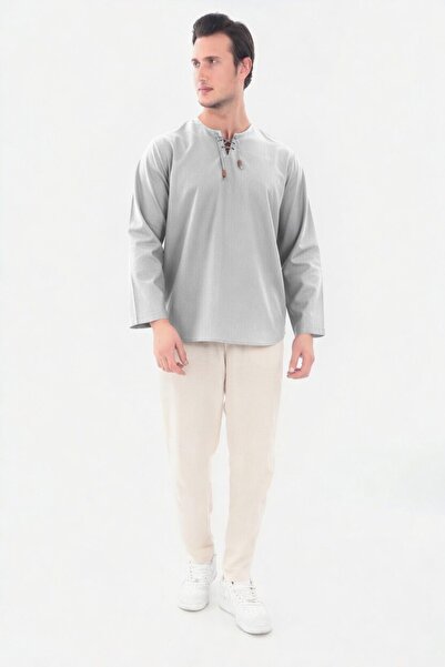 Suffa Oversize Collarless Shirt |   Gray