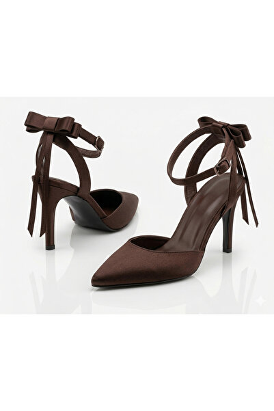 guijarro Pantofi cu toc stiletto de 7 cm, cu fundă din satin și curea la gleznă
