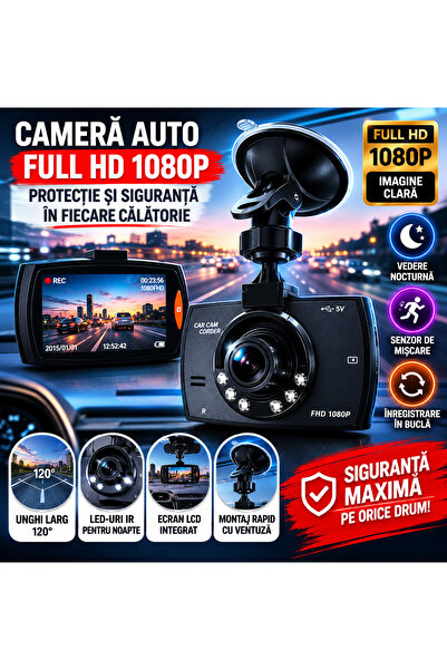 Magazinul reducerilor Cameră Auto Full HD 1080P cu Ecran LCD, Vedere Nocturnă...