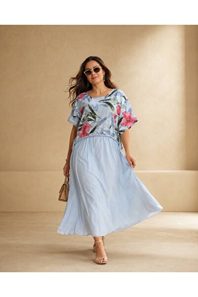 Punta Otantik Pts915400 Belted Rope Detailed Top Floral Pattern Coton Italian...