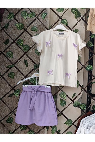 Flower Kız çocuk etekli şort takım