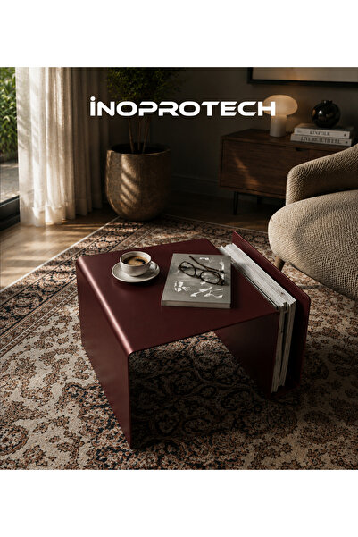 İnoprotech Modern Metal Dergilikli Sehpa – Minimalist C Sehpa Metalik Gri