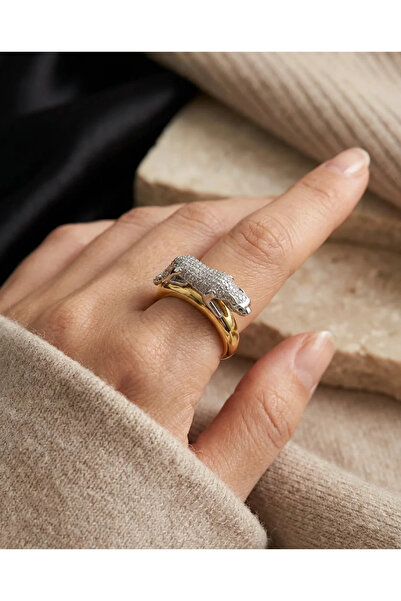 Dorvina Brass Women's Ring Vip Gold Color Zircon Stone Panther Adjustable Vin...