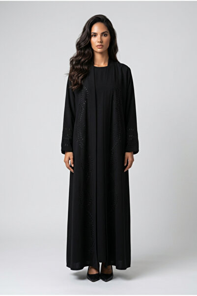 almasa alswda Abaya Trend Perforated Wrap Suitable for All Seasons
