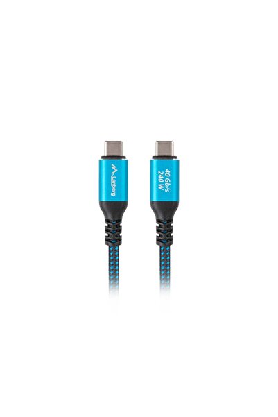 Lanberg Cablu USB4 USB-C tată/tată 1,0m 240W 8K 60Hz negru/albastru