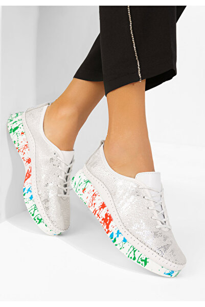 B T Shoes Women's silver Marinia Leather sneakers