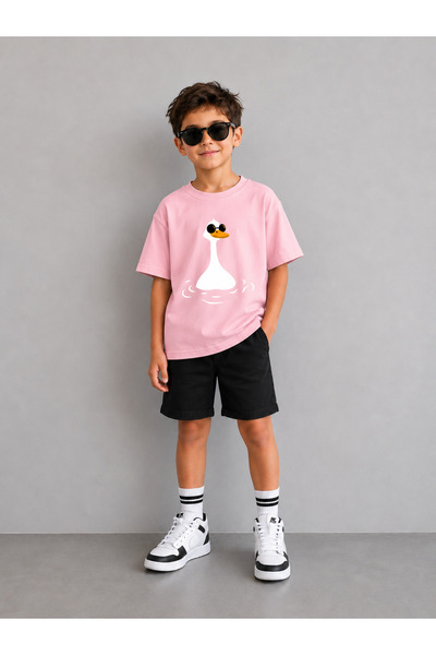VODEXA Set de tricou și pantaloni scurți pentru băieți și fete, 100% bumbac, ...