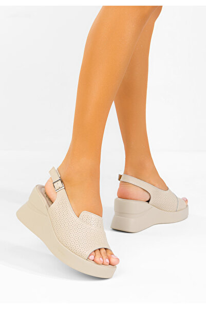 B T Shoes Sandale cu platforma piele Fedria bej