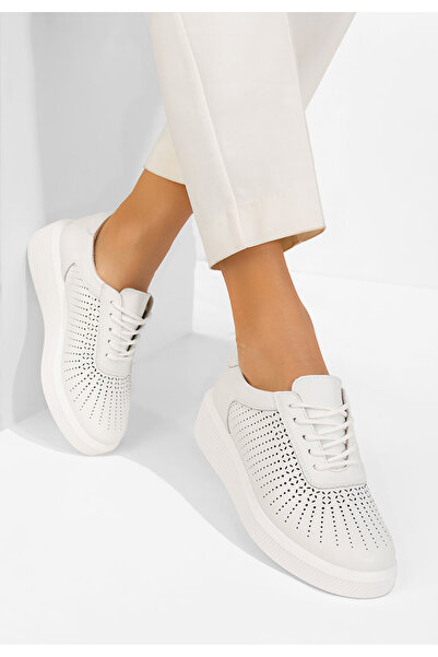 B T Shoes Sneakers dama piele Oleiana albi