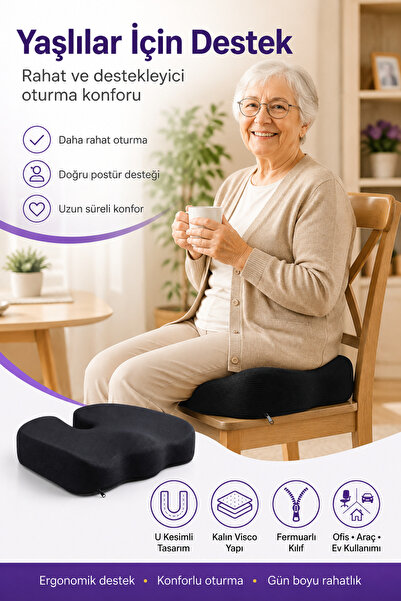 EpiRelax Yaşlılar İçin Visco Oturma Minderi Ergonomik Sandalye Koltuk Destek ...