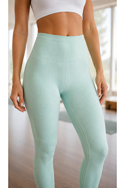 RAVELLES Women's Ribbed Sports Leggings High Waist Stretchy Tummy Control Leg...